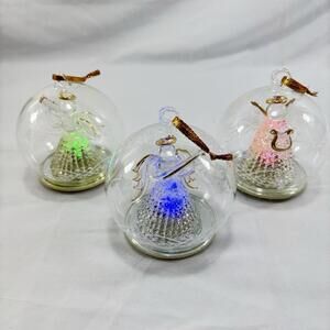 3 Sorelle Angels. Handblown Globe Ornaments, In Original Pacaking
